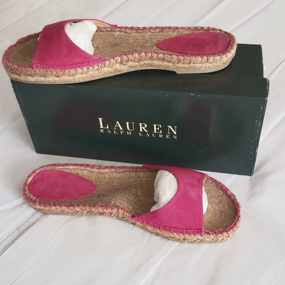 Ralph Lauren NEW Womens Suede Leather Mule Slide Espadrille SlipOn Arch Support - Picture 9 of 12